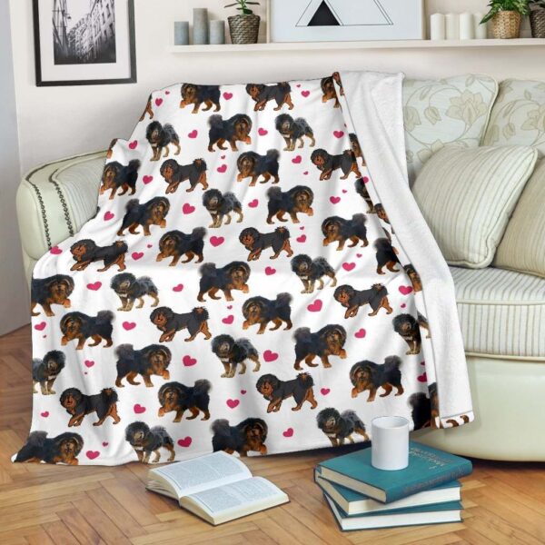 Tibetan Mastiff Heart Fleece Blanket Sherpa Blanket