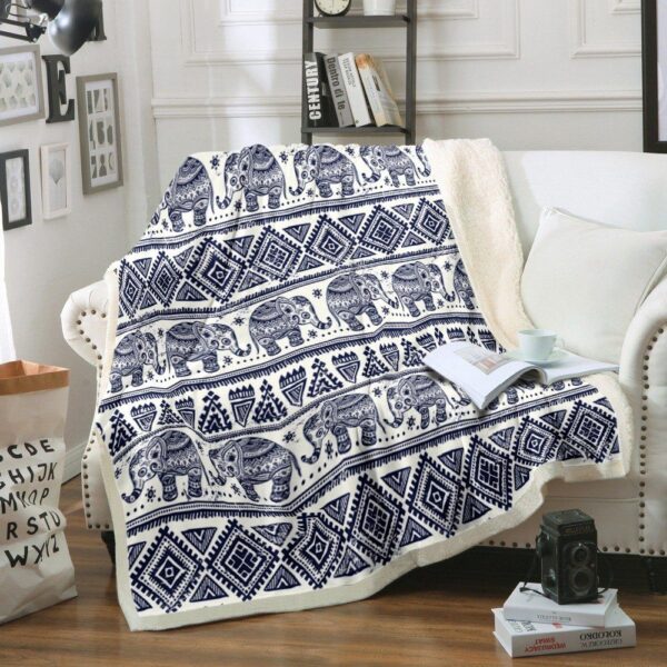Elephant Mandala Fleece Blanket Sherpa Blanket