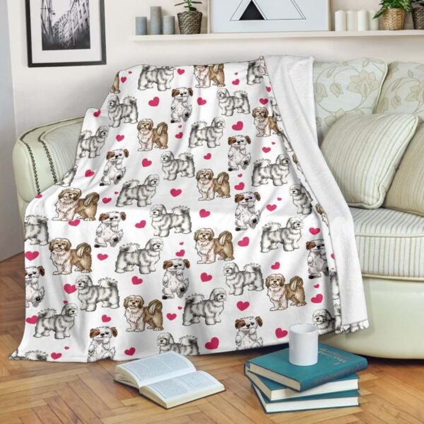 Lhasa Apso Heart Fleece Blanket Sherpa Blanket
