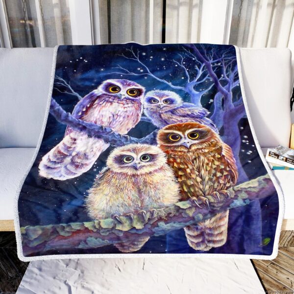 Owl Family Night Fleece Blanket Sherpa Blanket