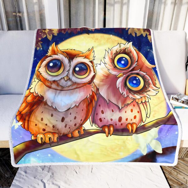 Two Cute Owls Fleece Blanket Sherpa Blanket