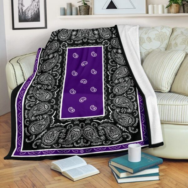 Purple With Black Bandana Fleece Blanket Sherpa Blanket