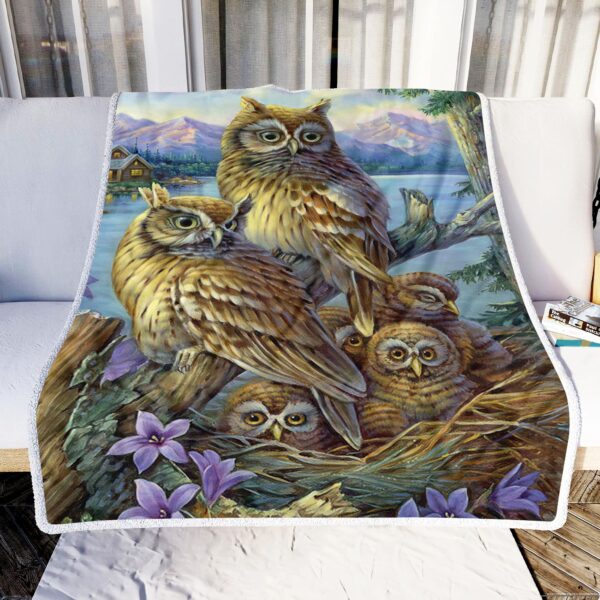 Owl Family Fleece Blanket Sherpa Blanket