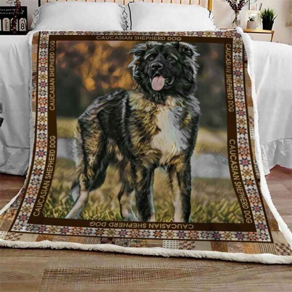 Caucasian Shepherd Dog Fleece Blanket Sherpa Blanket