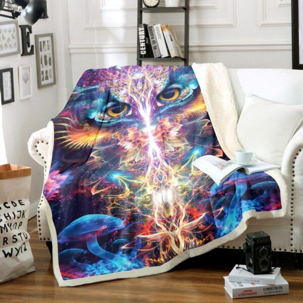 Owl Mushroom Fleece Blanket Sherpa Blanket