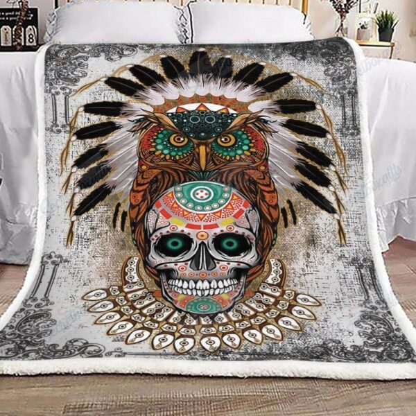 Owl Skull Fleece Blanket Sherpa Blanket