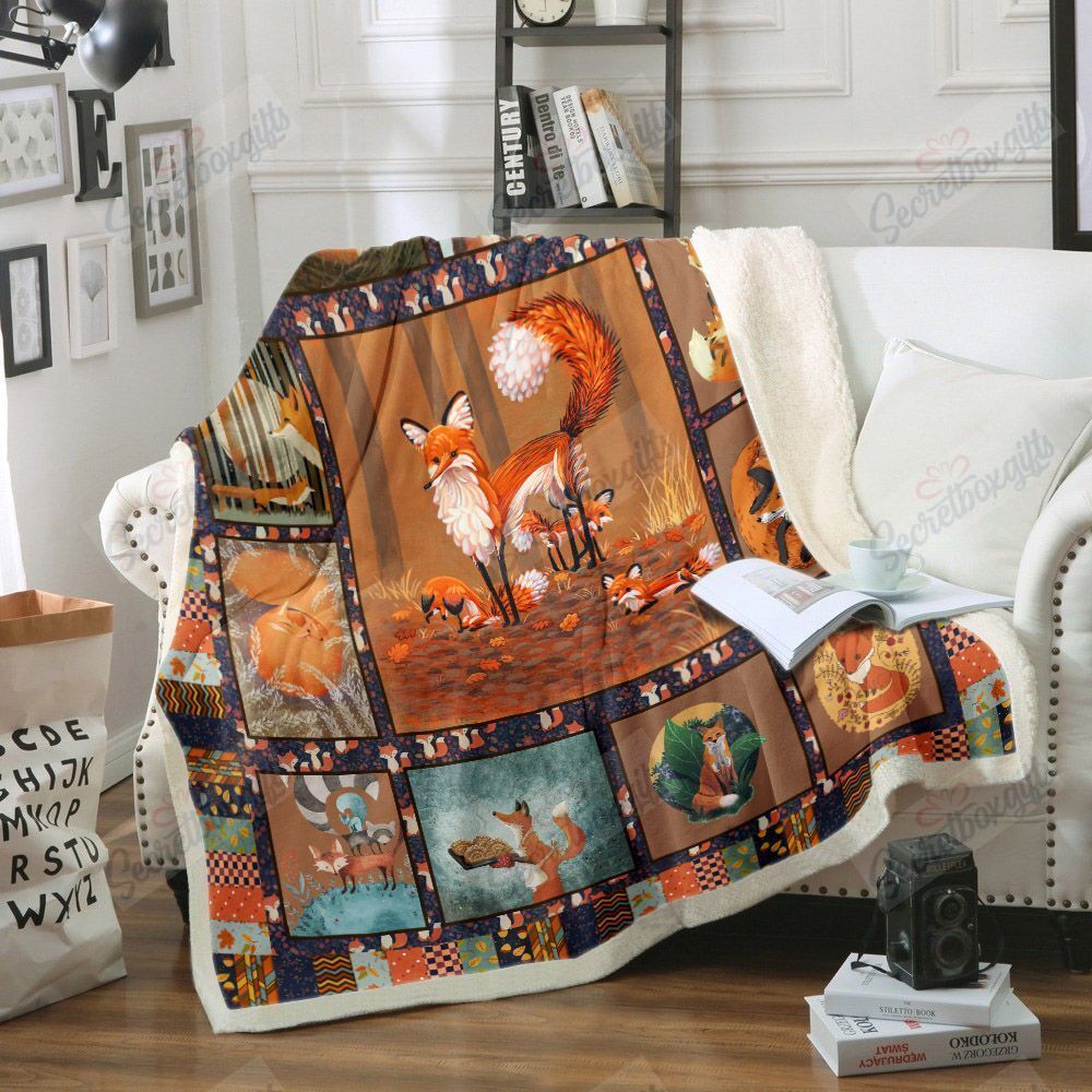 Forest Fox Fleece Blanket Sherpa Blanket The Daisy Shop