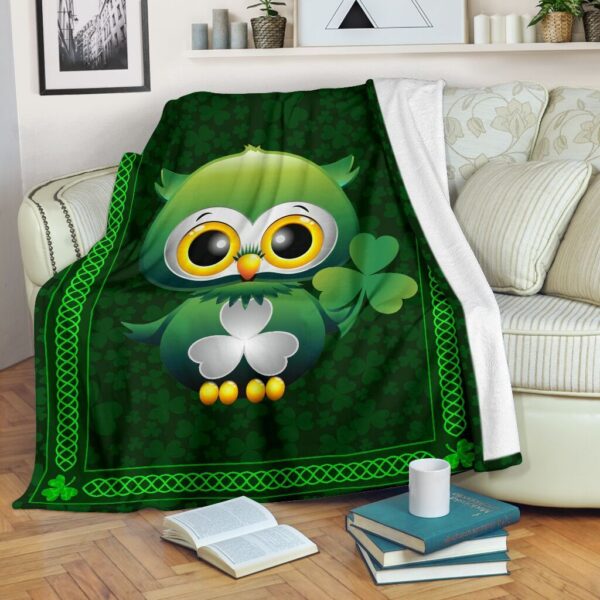 Irish Shamrock Owl Fleece Blanket Sherpa Blanket
