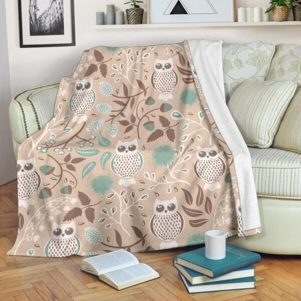 Owl Pattern Fleece Blanket Sherpa Blanket
