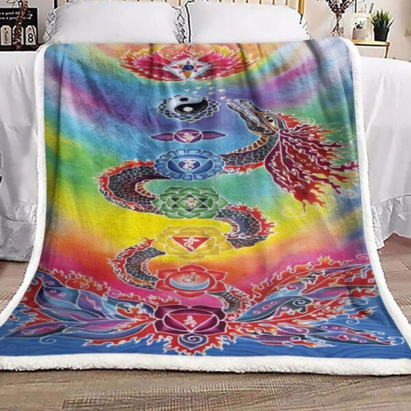 Chakra Dragon Balinese Batik Rayon Fleece Blanket Sherpa Blanket