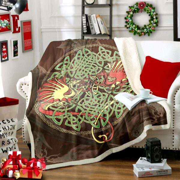 Celtic Dragon Fleece Blanket Sherpa Blanket