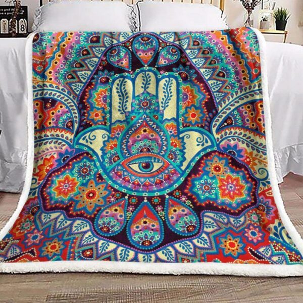 Hamsa Hand Eye Fleece Blanket Sherpa Blanket