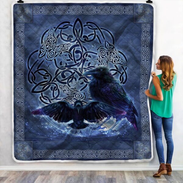 Celtic Raven Fleece Blanket Sherpa Blanket
