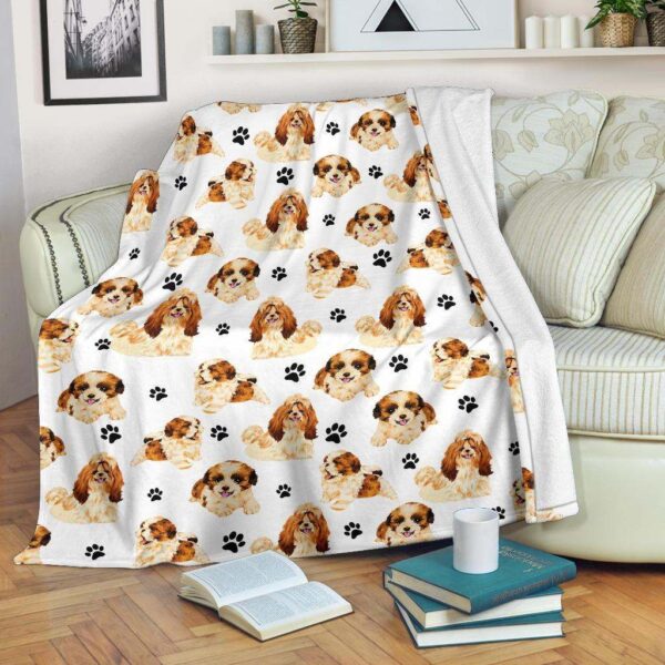 Shih Tzu Paw Fleece Blanket Sherpa Blanket