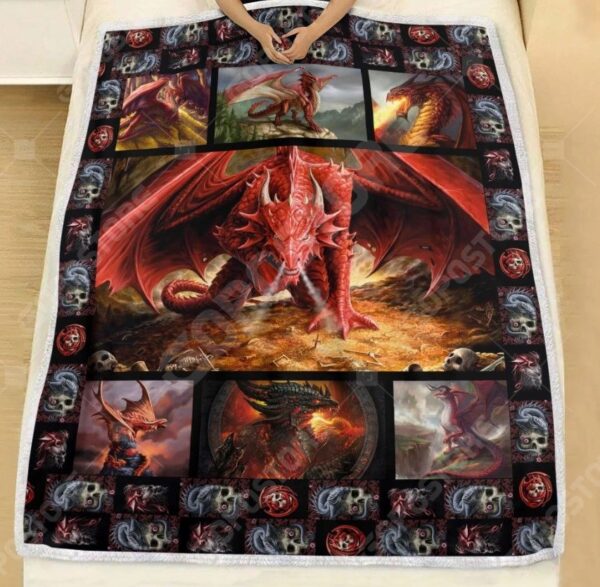 Red Dragon Fleece Blanket Sherpa Blanket