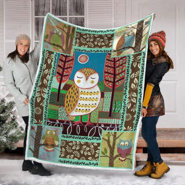 Owl Fleece Blanket Sherpa Blanket