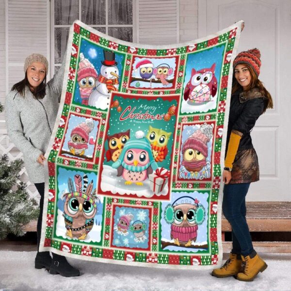 Owl Christmas Fleece Blanket Sherpa Blanket
