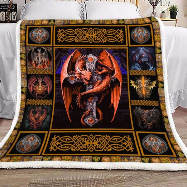 Celtic Dragon Fleece Blanket Sherpa Blanket