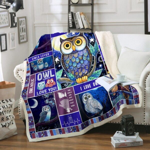 Owl Fleece Blanket Sherpa Blanket