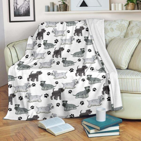Cesky Terrier Paw Fleece Blanket Sherpa Blanket