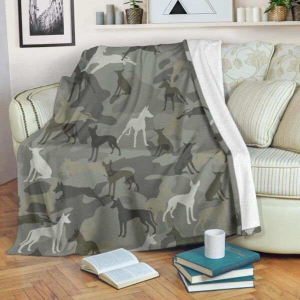 Ibizan Hound Camo Fleece Blanket Sherpa Blanket