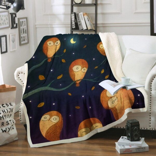 Owl Fleece Blanket Sherpa Blanket