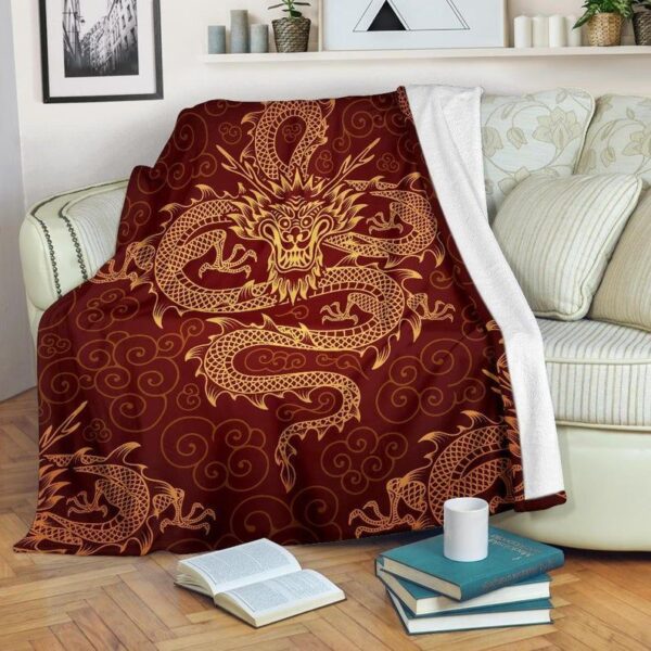 Red Dragon Fleece Blanket Sherpa Blanket