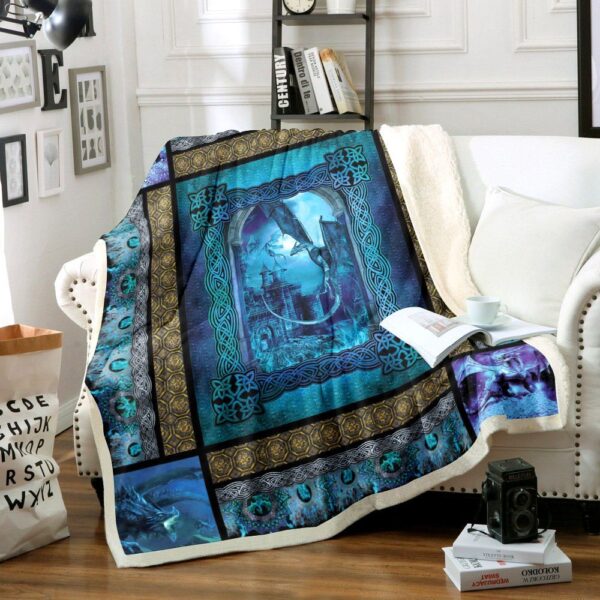 Celtic Dragon Fleece Blanket Sherpa Blanket