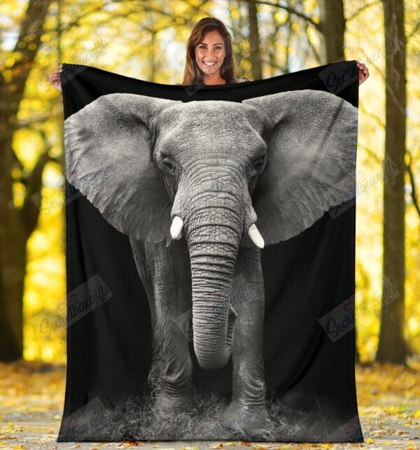 Elephant Black Fleece Blanket Sherpa Blanket