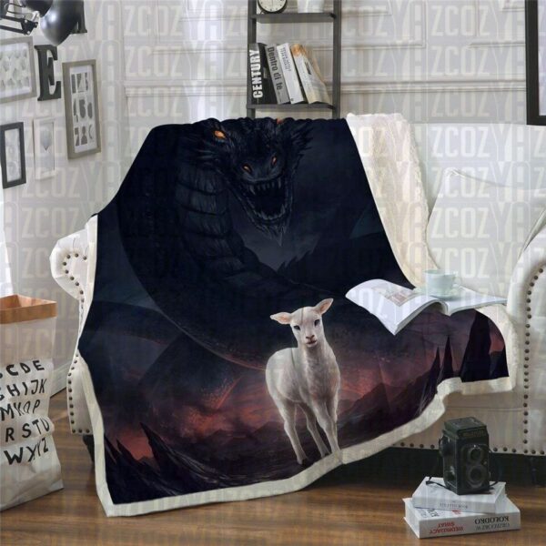 The Lamb And The Dragon Fleece Blanket Sherpa Blanket