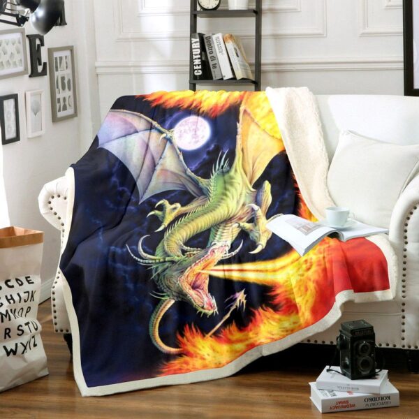 Dragon Fire Fleece Blanket Sherpa Blanket
