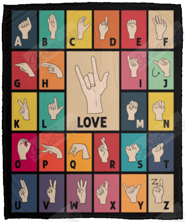 Sign Language Alphabet Love Fleece Blanket Sherpa Blanket