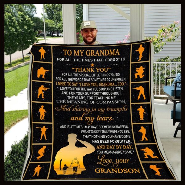 Soldier Grandson To Grandma For All The Times Fleece Blanket Sherpa Blanket