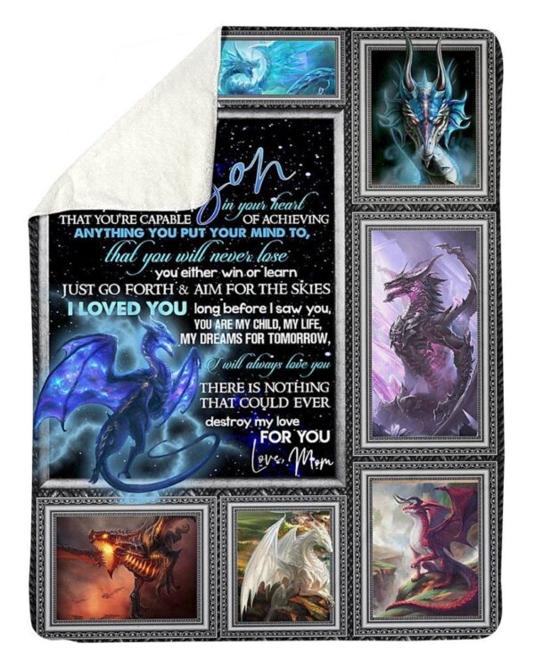 Dragon Mom To Son Fleece Blanket Sherpa Blanket