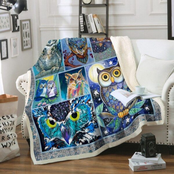 Owl Fleece Blanket Sherpa Blanket