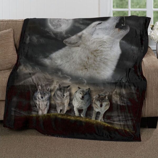 Family Wolf Fleece Blanket Sherpa Blanket