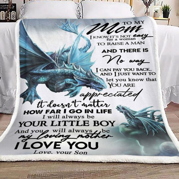 Dragon To My Mom Love Your Son Fleece Blanket Sherpa Blanket