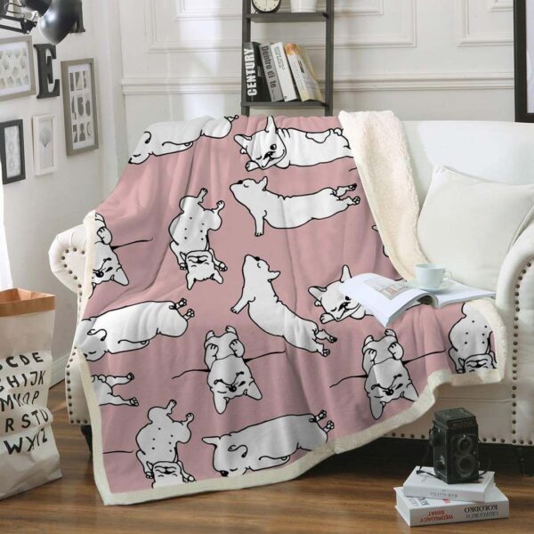 Pink Pug Dogs Fleece Blanket Sherpa Blanket