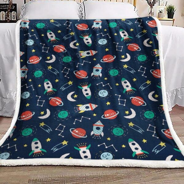 Spaceship Fleece Blanket Sherpa Blanket