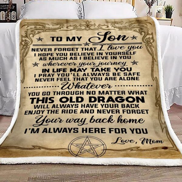 Dragon To My Son Love Mom Fleece Blanket Sherpa Blanket
