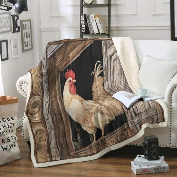 Chicken Window Fleece Blanket Sherpa Blanket