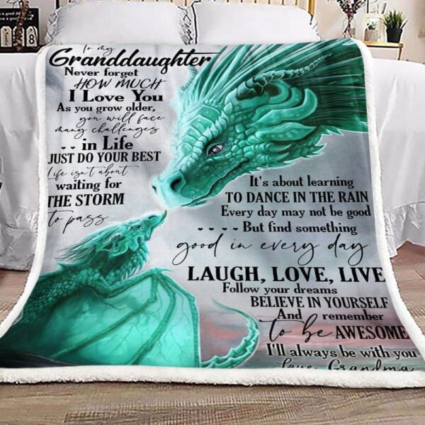 Dragon To My Granddaughter S Love Grandma Fleece Blanket Sherpa Blanket