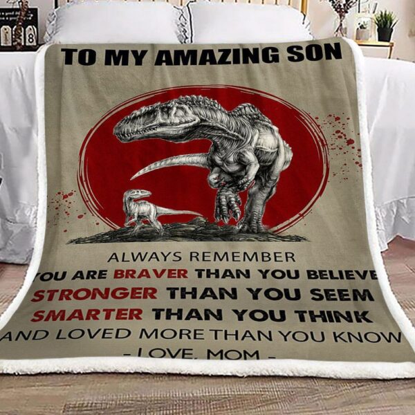 Dragon To My Amazing Son Love Mom Fleece Blanket Sherpa Blanket