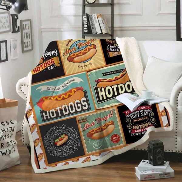 Hot Dog Fleece Blanket Sherpa Blanket