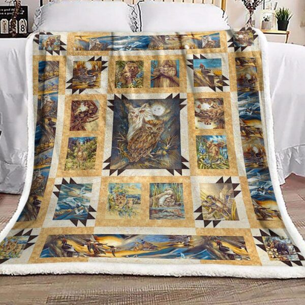 Owl Fleece Blanket Sherpa Blanket