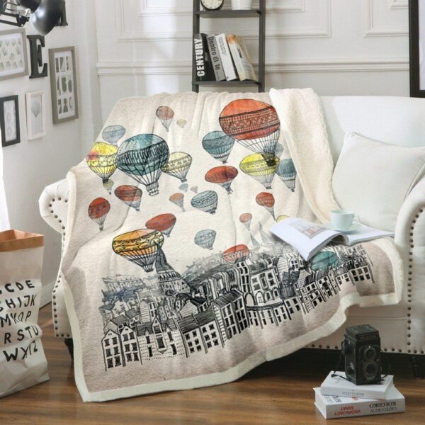 Hot Air Balloon Fleece Blanket Sherpa Blanket