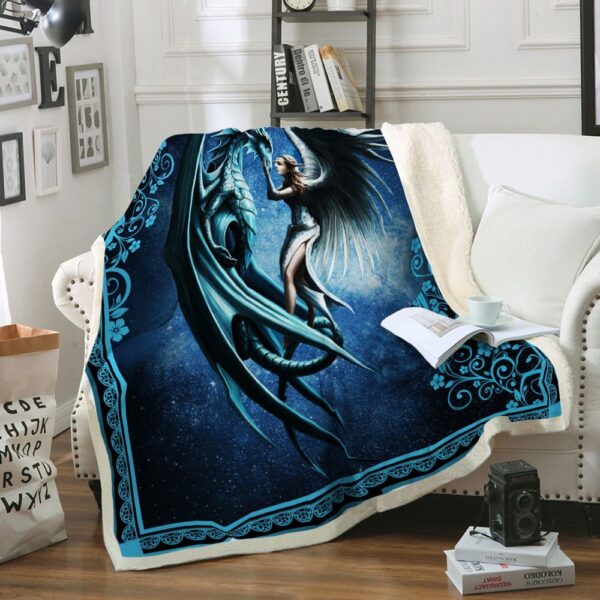 Girl And Dragon Fleece Blanket Sherpa Blanket
