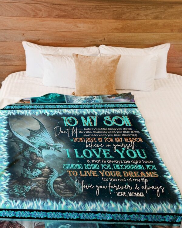 To My Son Dragon Fleece Blanket Sherpa Blanket