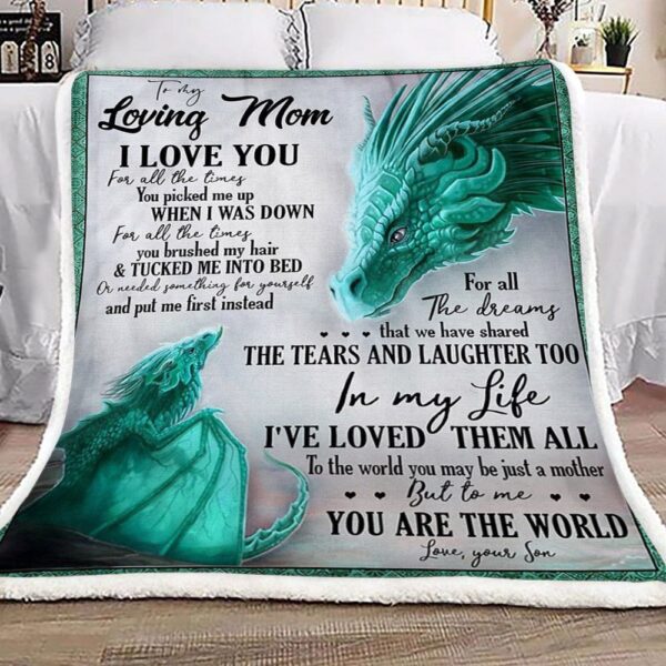 Dragon Son To Mom Fleece Blanket Sherpa Blanket