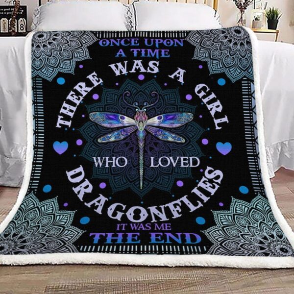 There Was A Girl Who Loved Dragonflies Fleece Blanket Sherpa Blanket